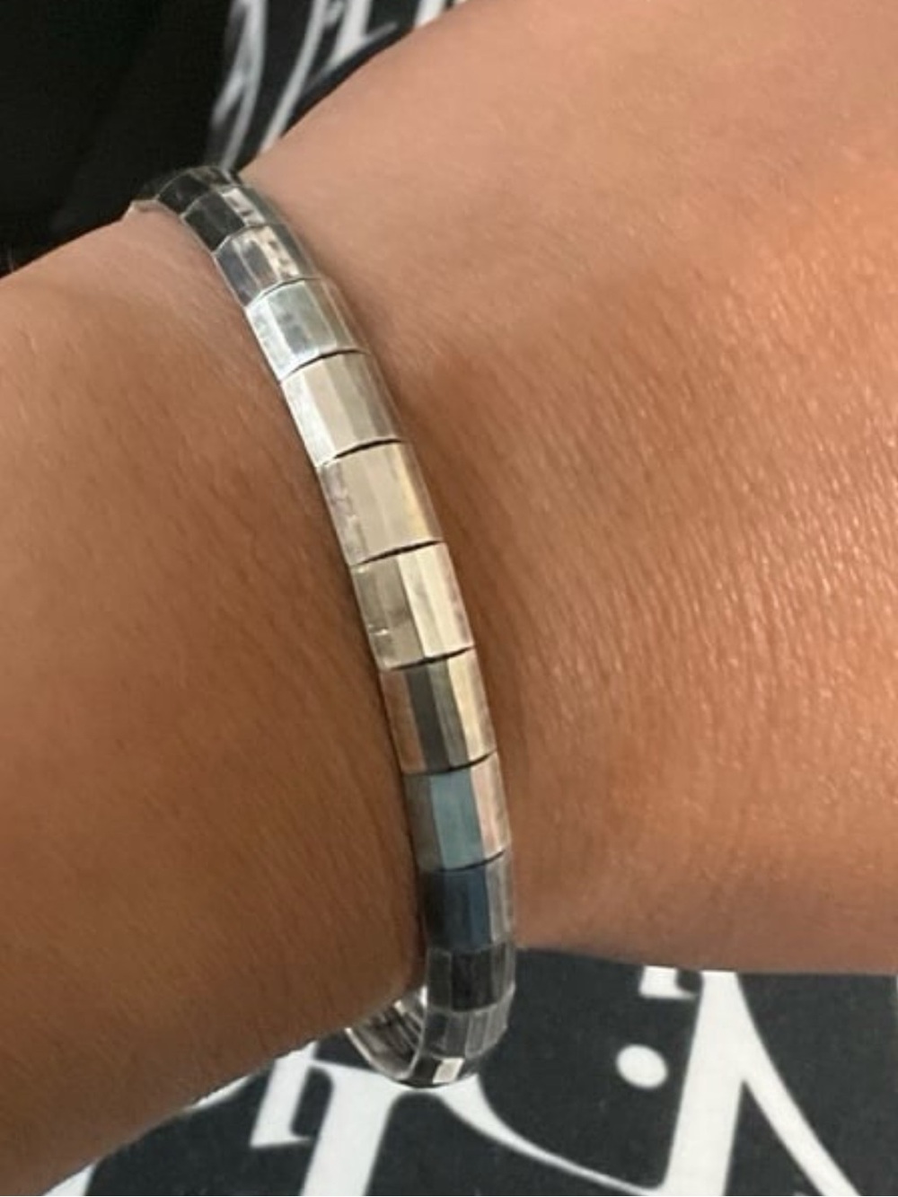 Vintage MILOR Italy 925 Sterling Silver Flexible Block Link Bracelet 7” Cuff